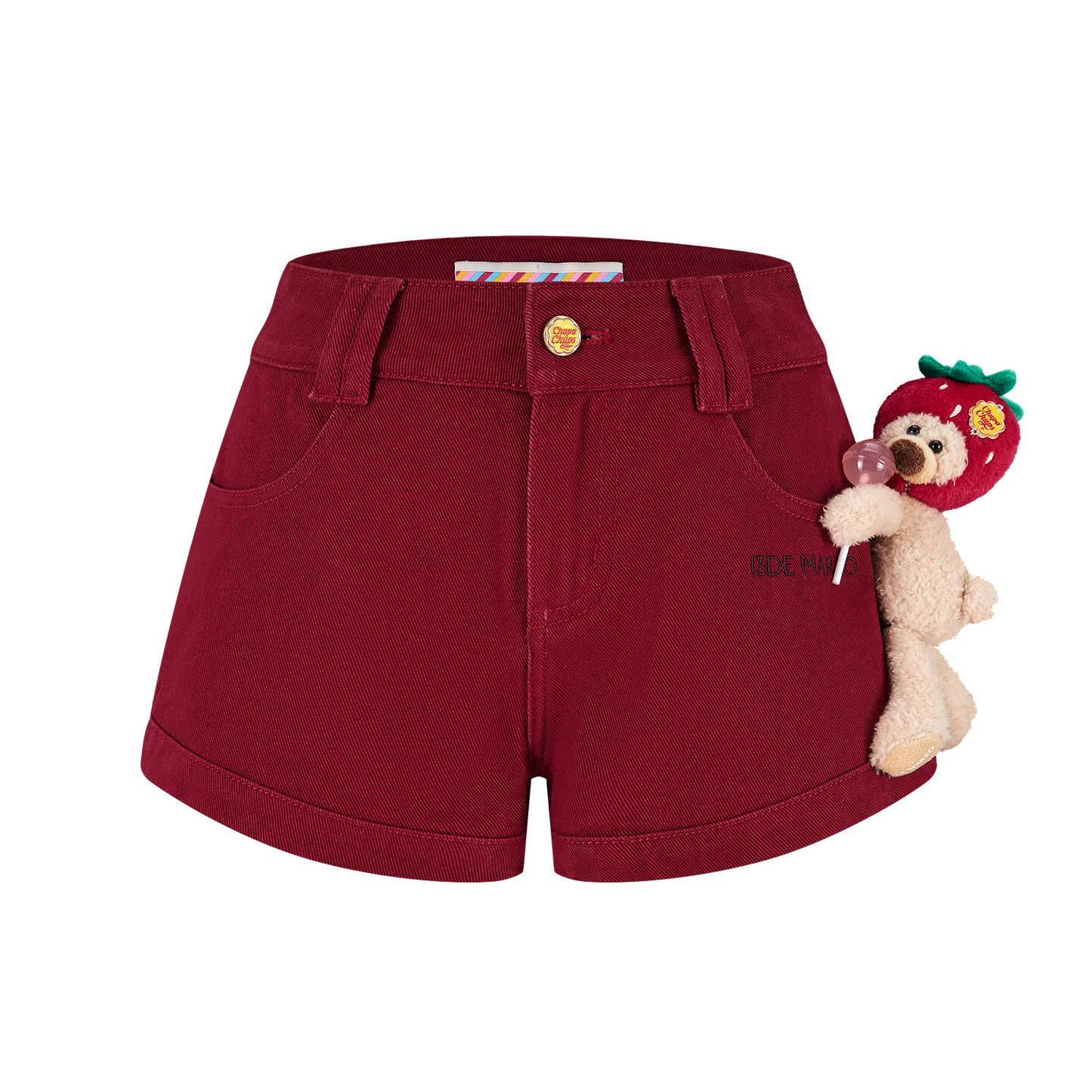 13DE MARZO Lollipop V-Waist Slim-Fit Shorts Red - 13DE MARZO