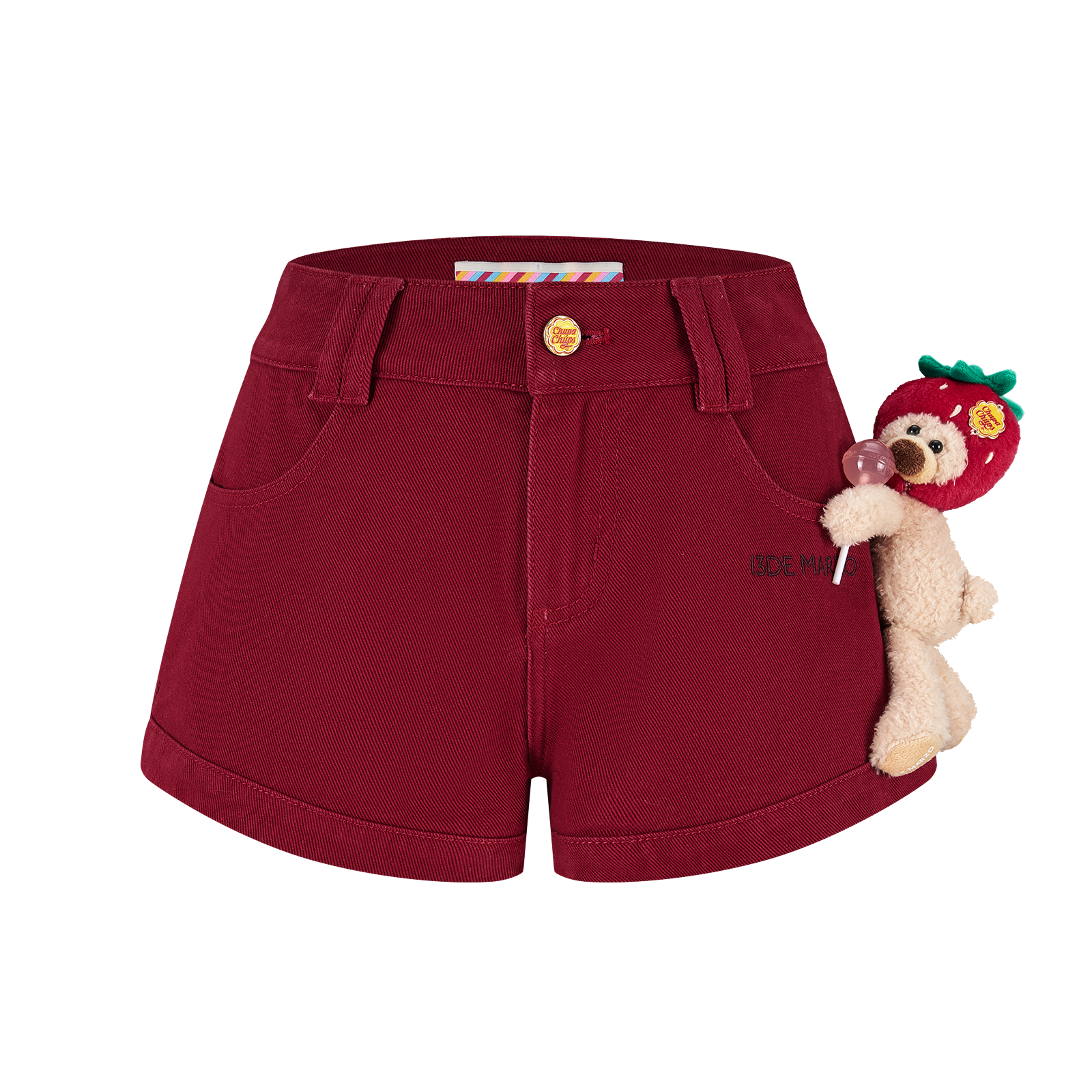 13DE MARZO Lollipop V-Waist Slim-Fit Shorts Red - 13DE MARZO