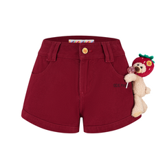 13DE MARZO Lollipop V-Waist Slim-Fit Shorts Red