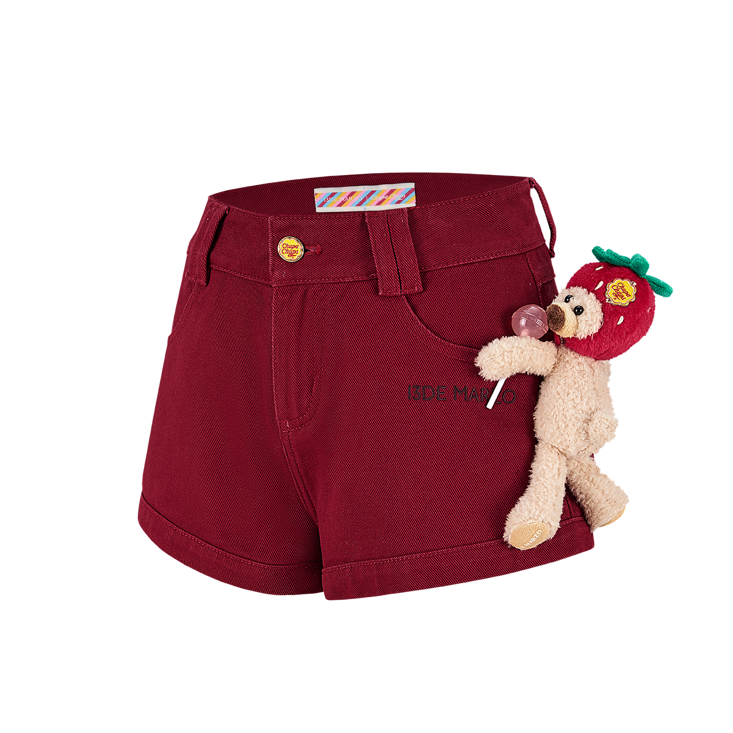 13DE MARZO Lollipop V-Waist Slim-Fit Shorts Red - 13DE MARZO