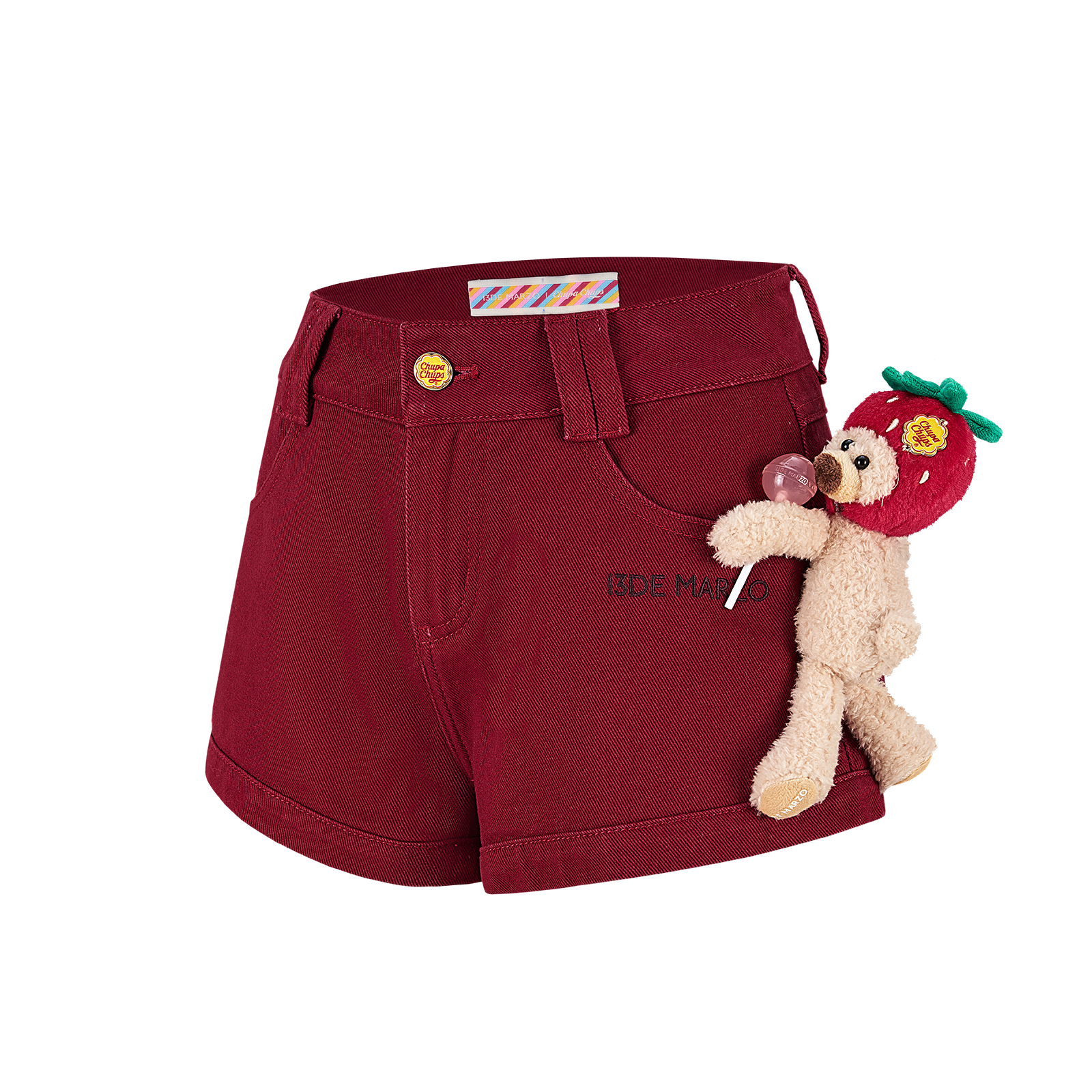 13DE MARZO Lollipop V-Waist Slim-Fit Shorts Red - 13DE MARZO