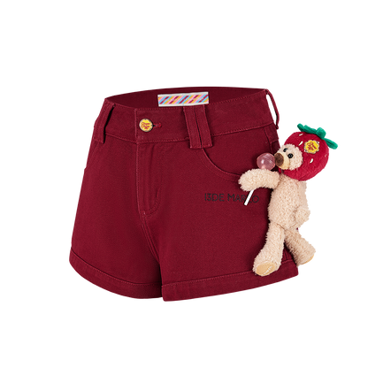 13DE MARZO Lollipop V-Waist Slim-Fit Shorts Red - 13DE MARZO