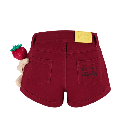 13DE MARZO Lollipop V-Waist Slim-Fit Shorts Red - 13DE MARZO