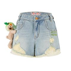 13DE MARZO Lollipop Distressed Denim Shorts Blue