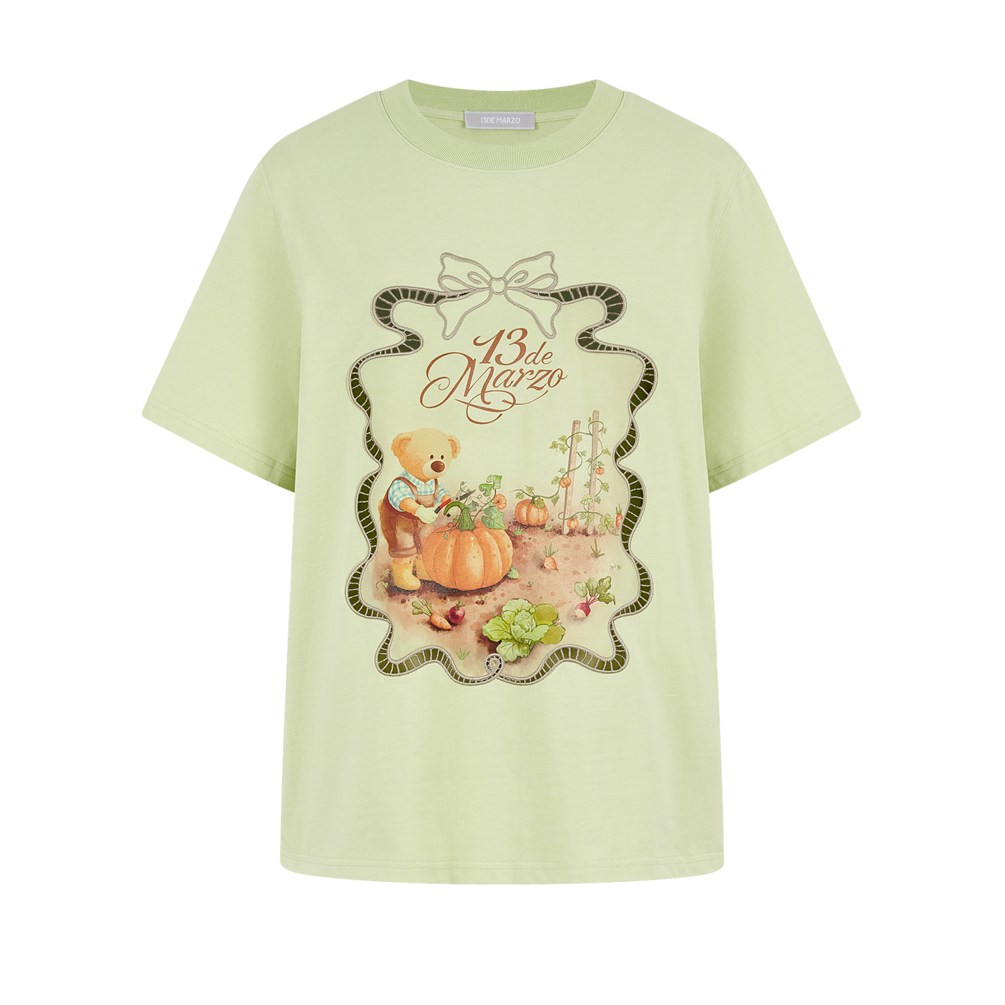 13DE MARZO Valley Pumpkin Print T-shirt Green