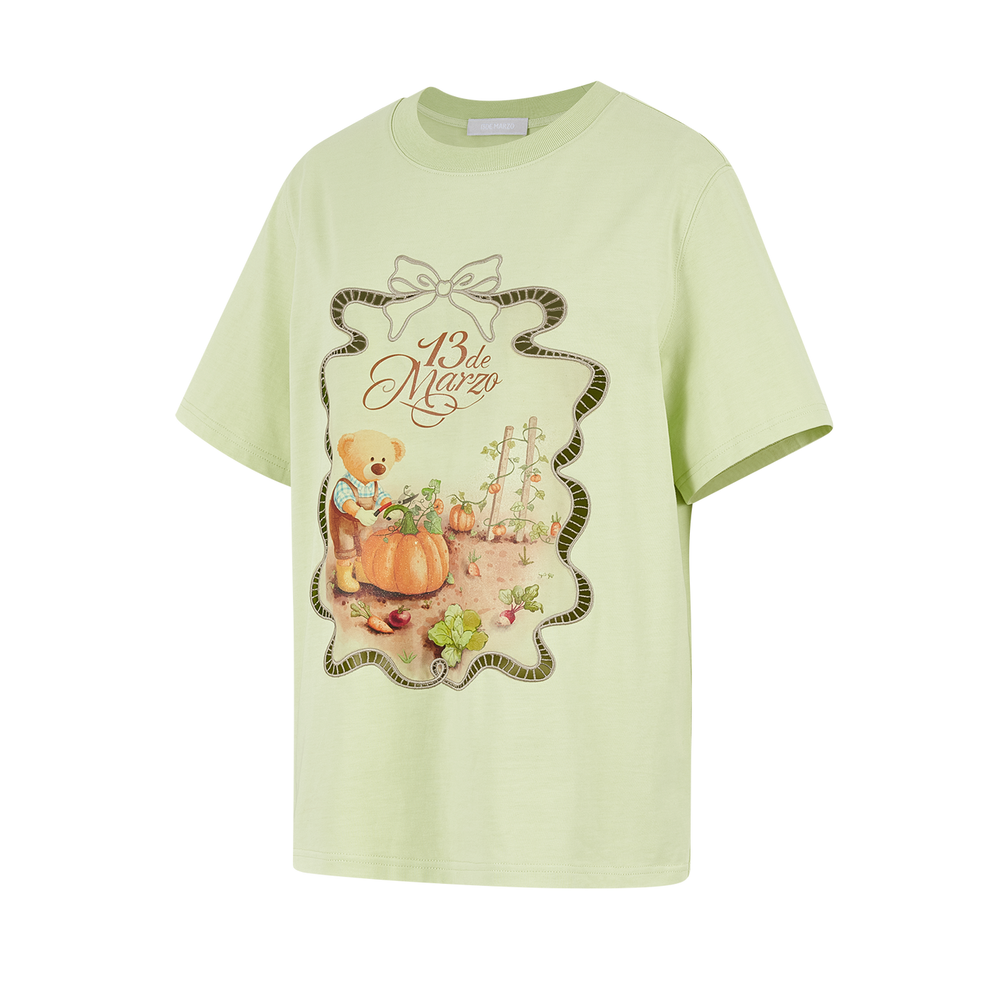13DE MARZO Valley Pumpkin Print T-shirt Green