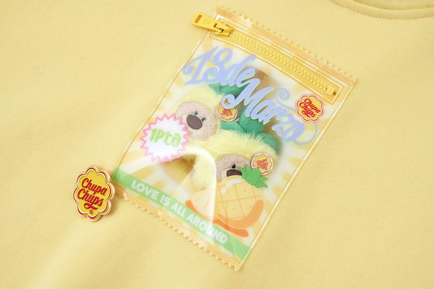 13DE MARZO Lollipop Wrapper Cropped Hoodie Yellow - 13DE MARZO