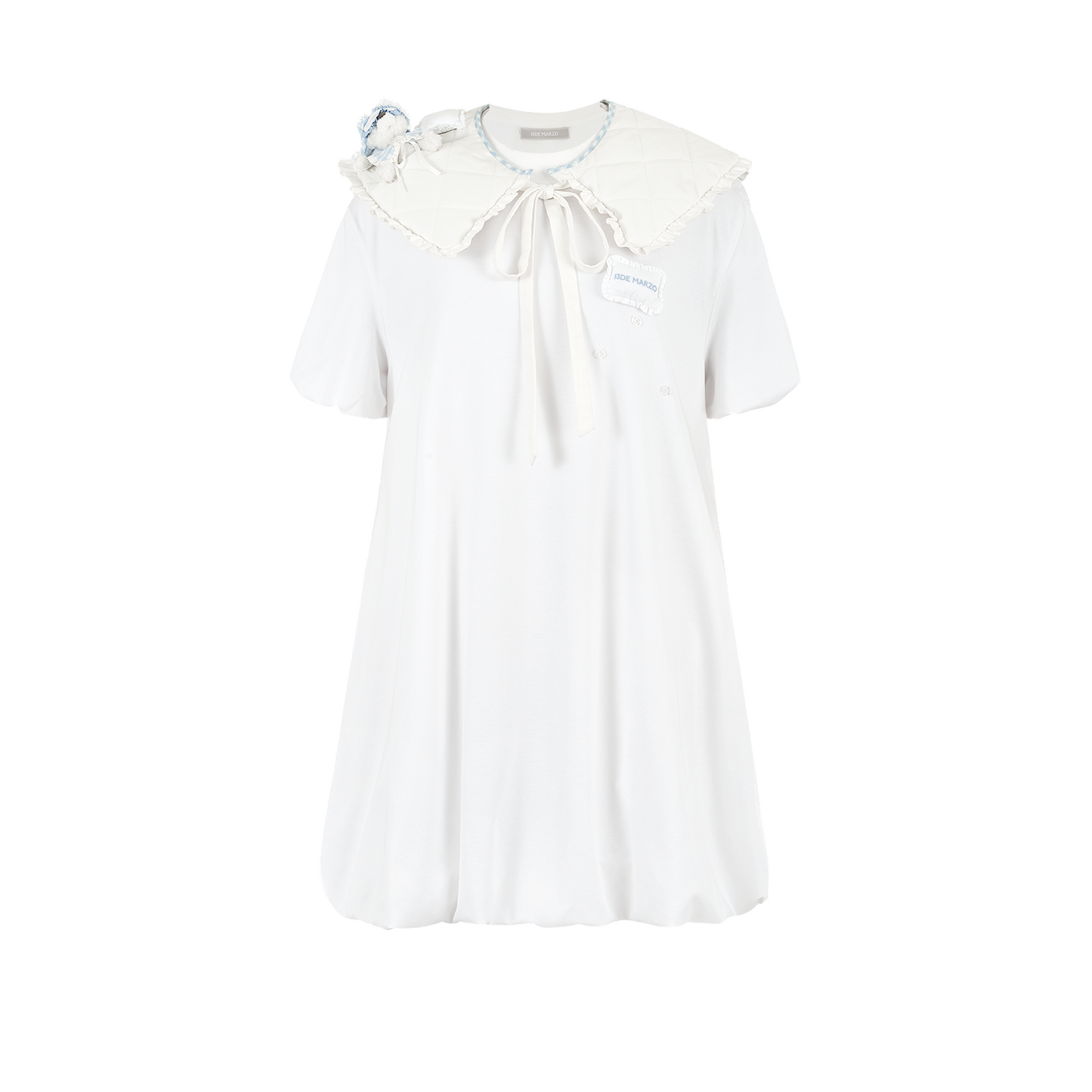 13DE MARZO Nighty Night Bear Collar T-shirt White