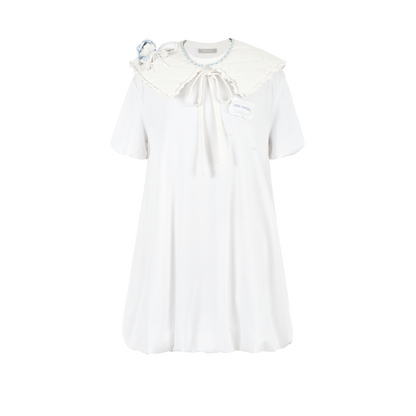 13DE MARZO Nighty Night Bear Collar T-shirt White