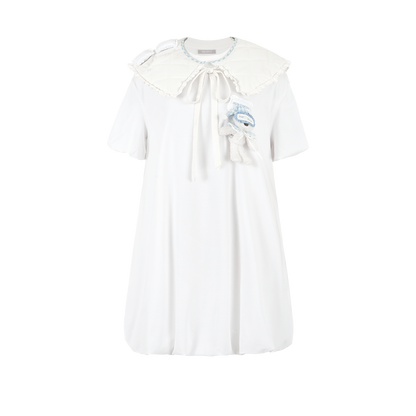13DE MARZO Nighty Night Bear Collar T-shirt White