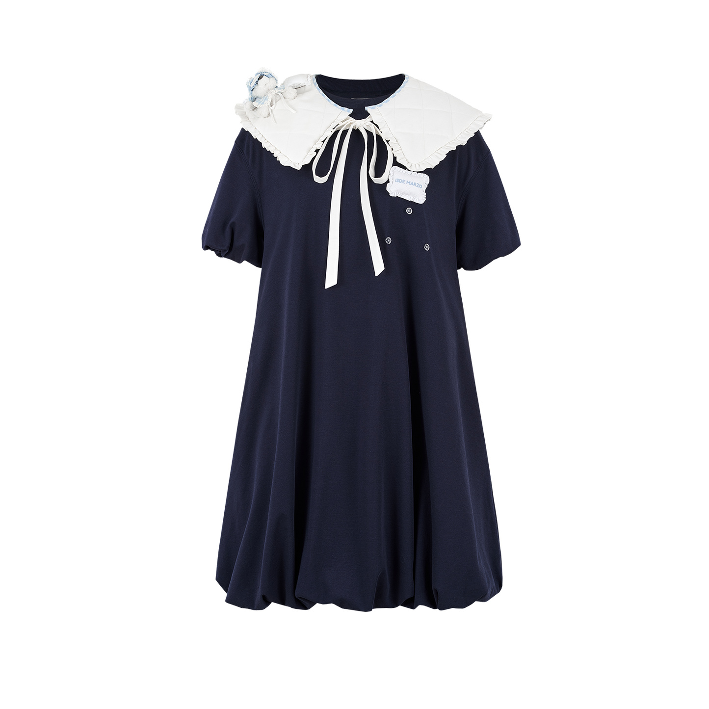 13DE MARZO Nighty Night Bear Collar T-shirt Navy Blue