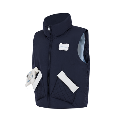 13DE MARZO Nighty Night Bear Down Vest Navy Blue