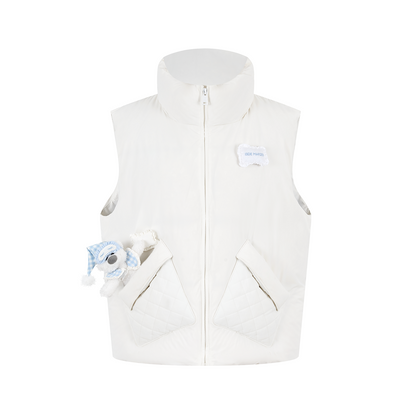 13DE MARZO Nighty Night Bear Down Vest White