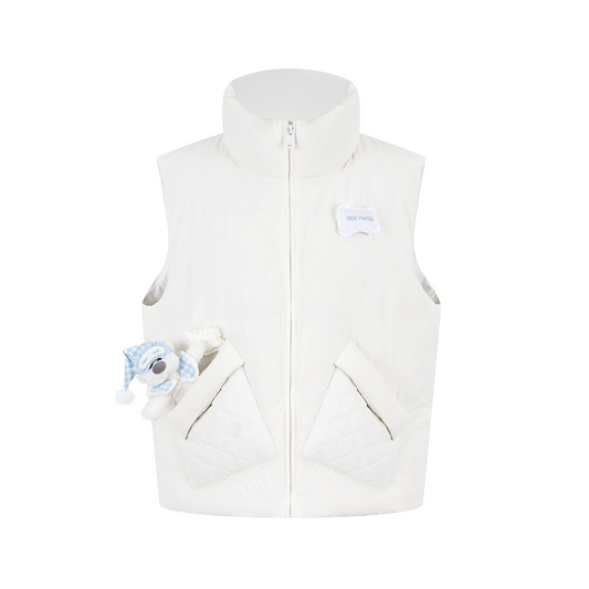 13DE MARZO Nighty Night Bear Down Vest White