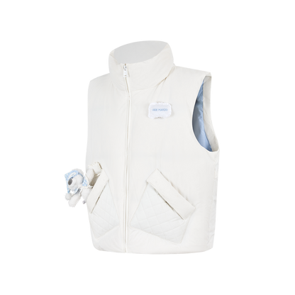 13DE MARZO Nighty Night Bear Down Vest White
