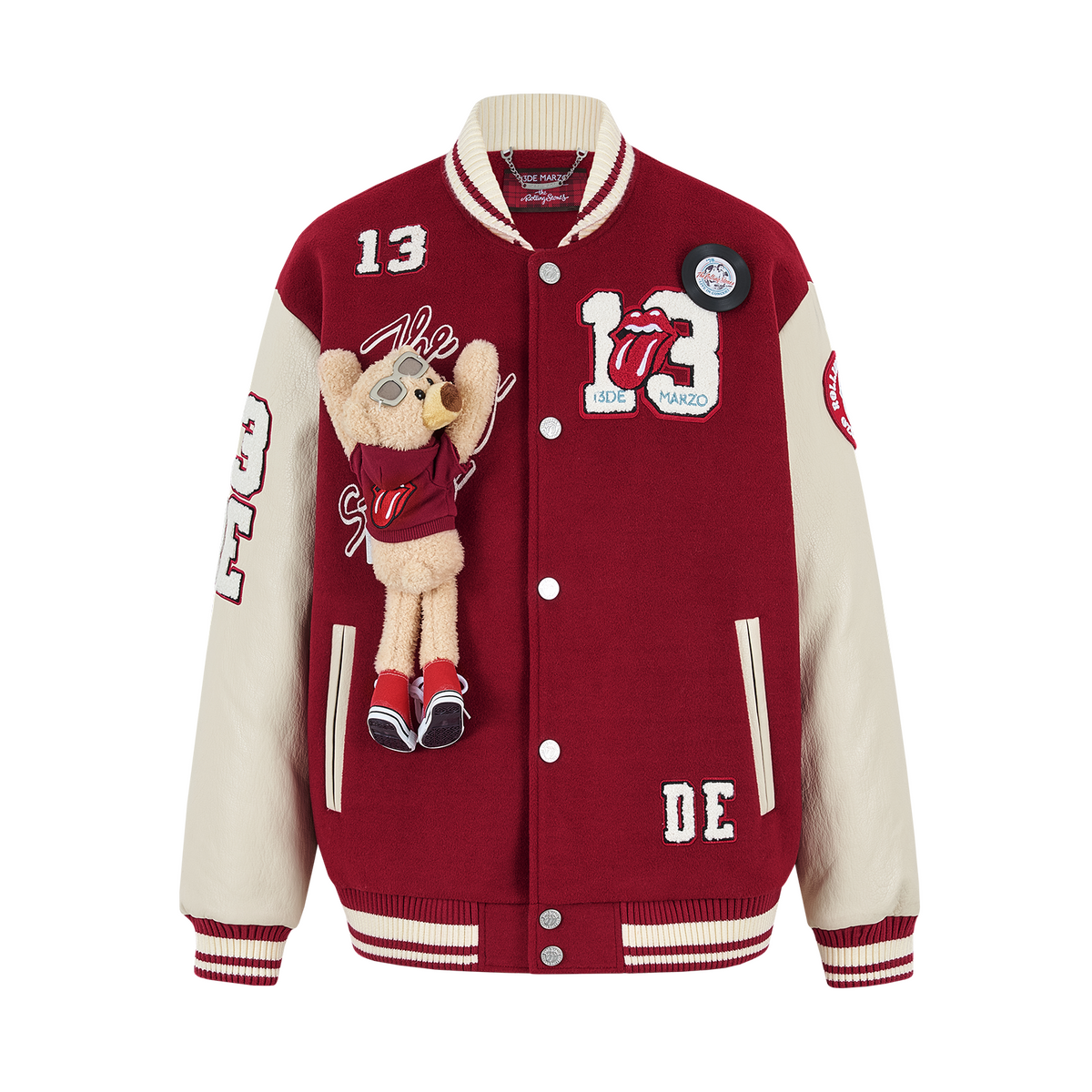 13DE MARZO Rolling Stones  Baseball Padded Jacket Red