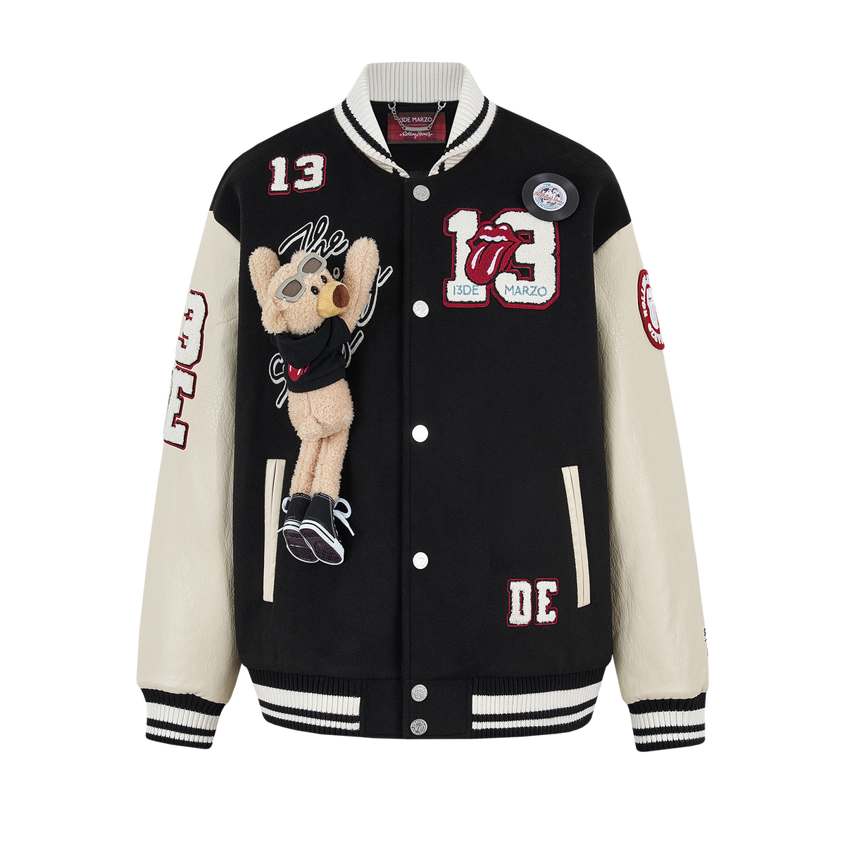 13DE MARZO Rolling Stones  Baseball Padded Jacket Black