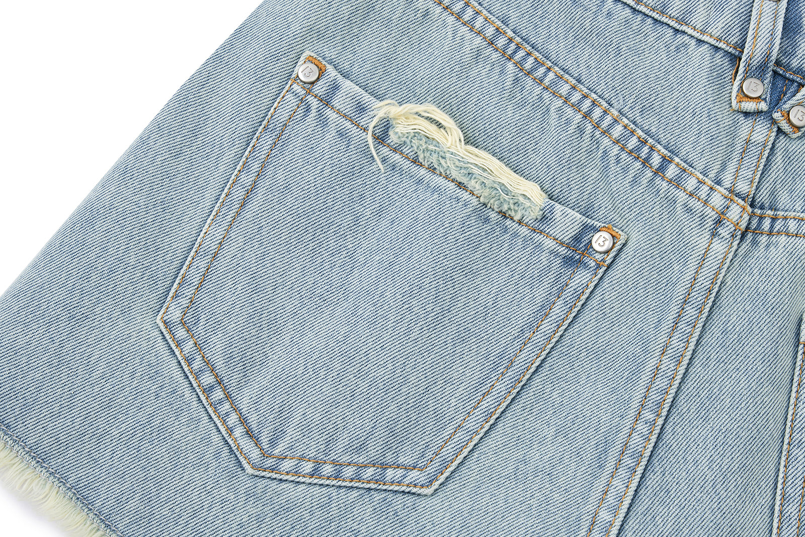 13DE MARZO Lollipop Distressed Denim Shorts Blue - 13DE MARZO