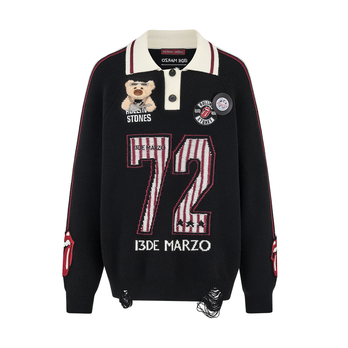 13DE MARZO Rolling Stones Weave Sweater Black