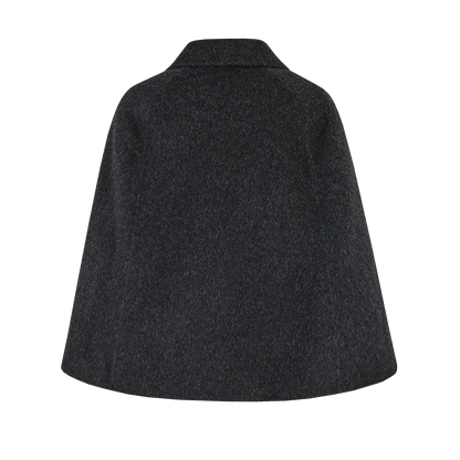13DE MARZO Bow Bear Wool Cape Coat Dark Grey