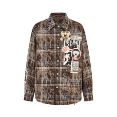 13DE MARZO Rolling Stones Distressed Appliqué Overshirt Brown