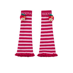 13DE MARZO Bear Rainbow Leg Warmer Rose Red