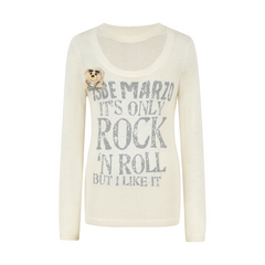 13DE MARZO Rolling Stones Layering Sweater Beige