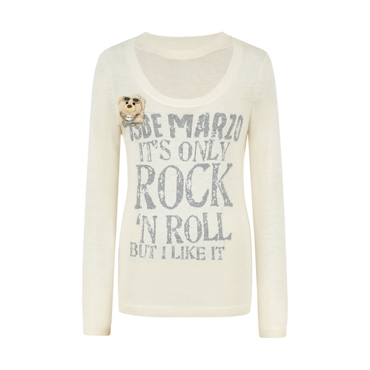 13DE MARZO Rolling Stones Layering Sweater Beige