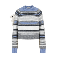 13DE MARZO Marzo Valley Colored Lines Sweater Blue