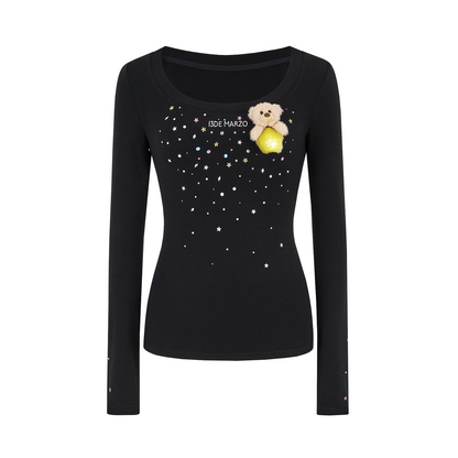 13DE MARZO Luminous Bear Star Under Shirt Black