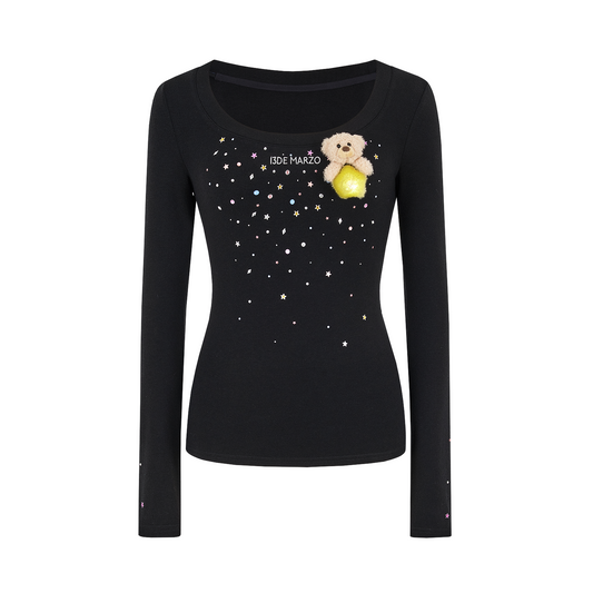 13DE MARZO Luminous Bear Star Under Shirt Black