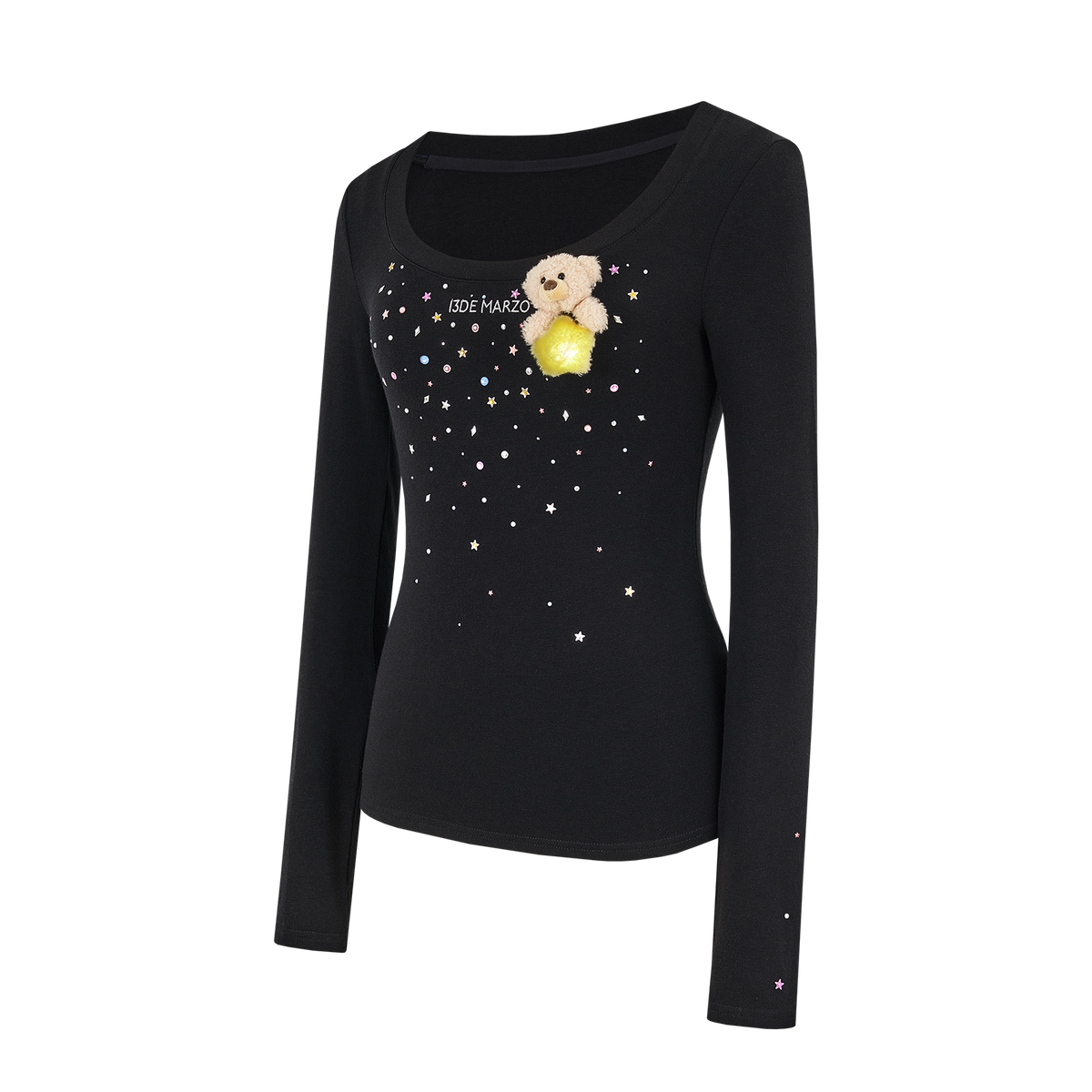 13DE MARZO Luminous Bear Star Under Shirt Black
