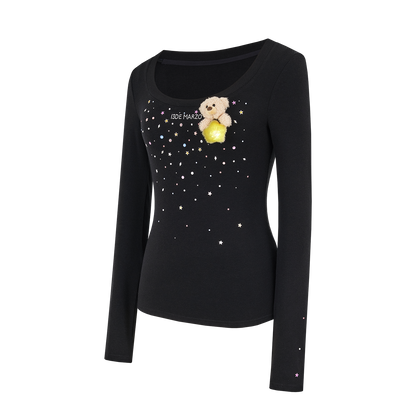 13DE MARZO Luminous Bear Star Under Shirt Black