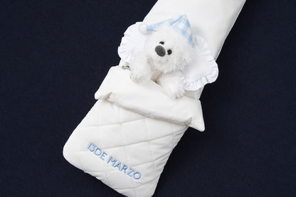 13DE MARZO Nighty Night Bear Long-Sleeve Polo Navy Blue