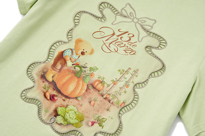 13DE MARZO Valley Pumpkin Print T-shirt Green