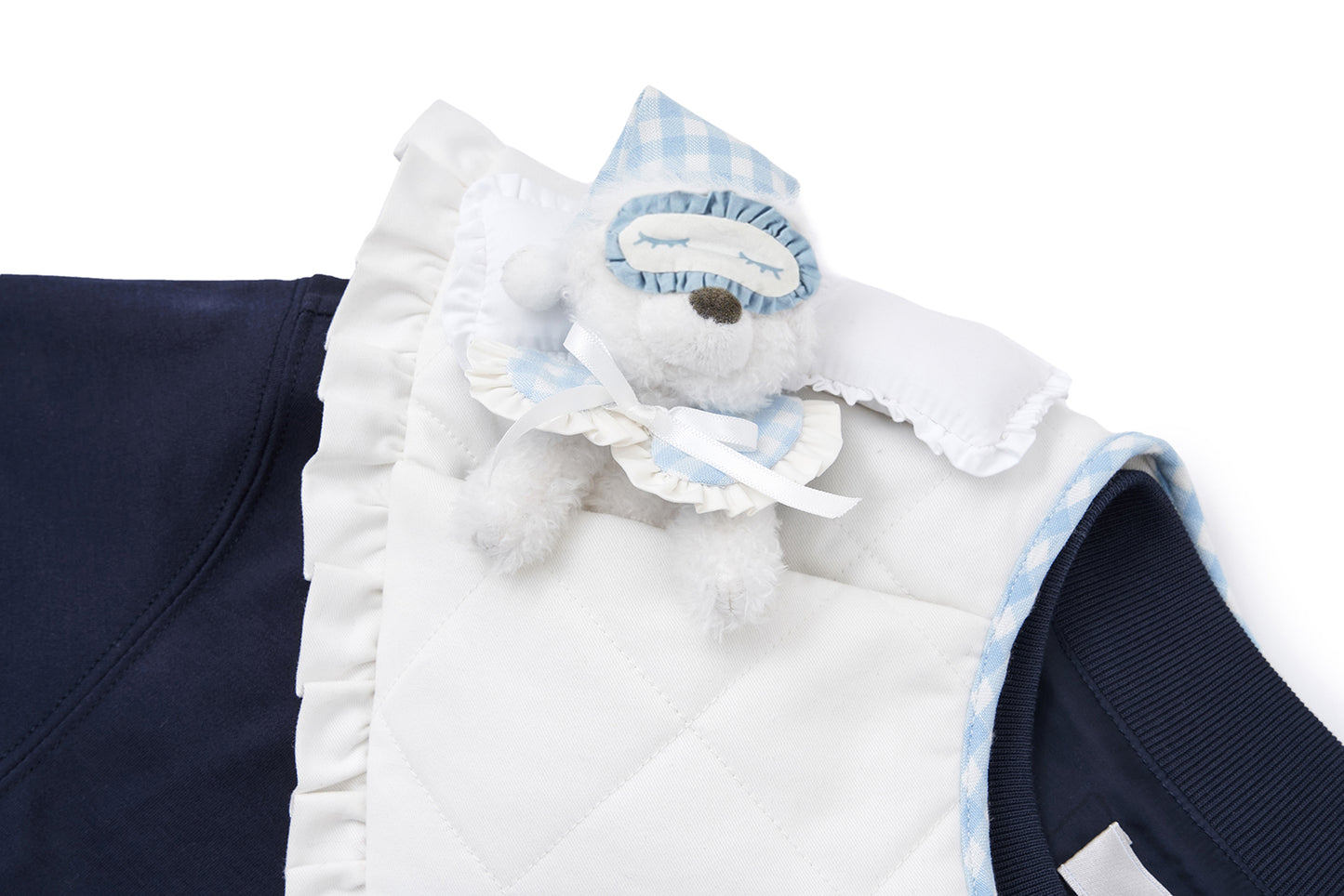 13DE MARZO Nighty Night Bear Collar T-shirt Navy Blue
