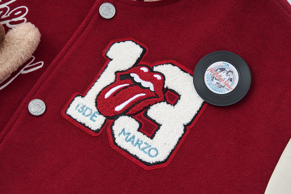 13DE MARZO Rolling Stones  Baseball Padded Jacket Red