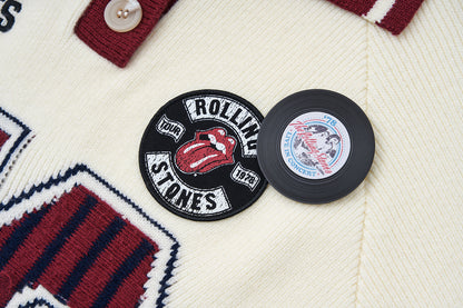 13DE MARZO Rolling Stones Weave Sweater Beige