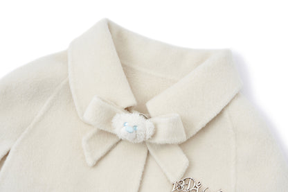 13DE MARZO Bow Bear Wool Cape Coat Beige