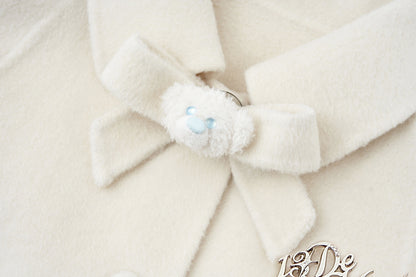 13DE MARZO Bow Bear Wool Cape Coat Beige