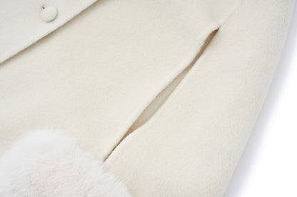 13DE MARZO Bow Bear Wool Cape Coat Beige