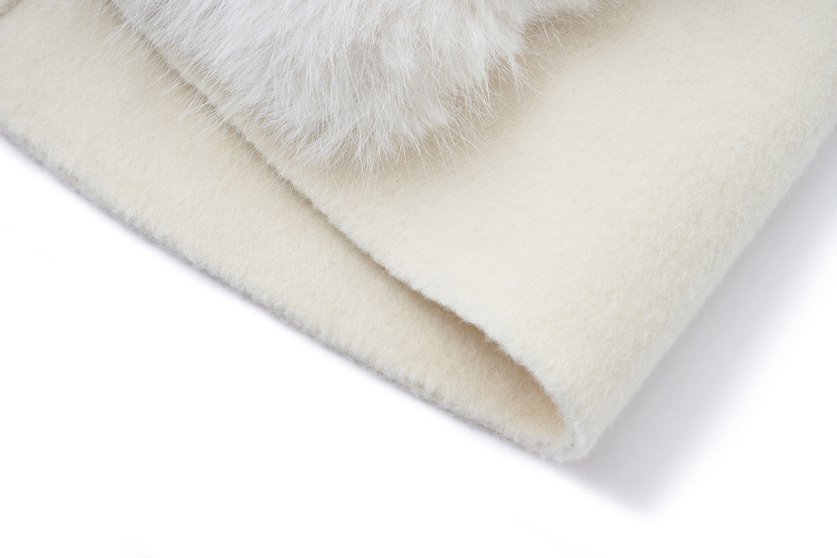 13DE MARZO Bow Bear Wool Cape Coat Beige