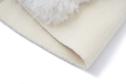 13DE MARZO Bow Bear Wool Cape Coat Beige