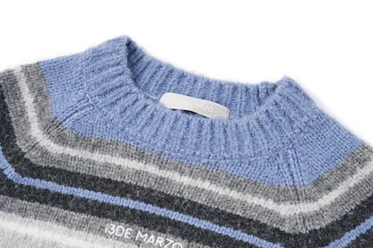 13DE MARZO Marzo Valley Colored Lines Sweater Blue