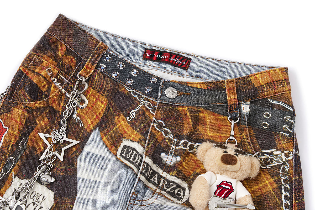 13DE MARZO Rolling Stones Shirt Print Jeans Blue