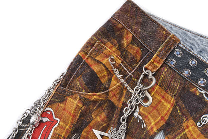13DE MARZO Rolling Stones Shirt Print Jeans Blue