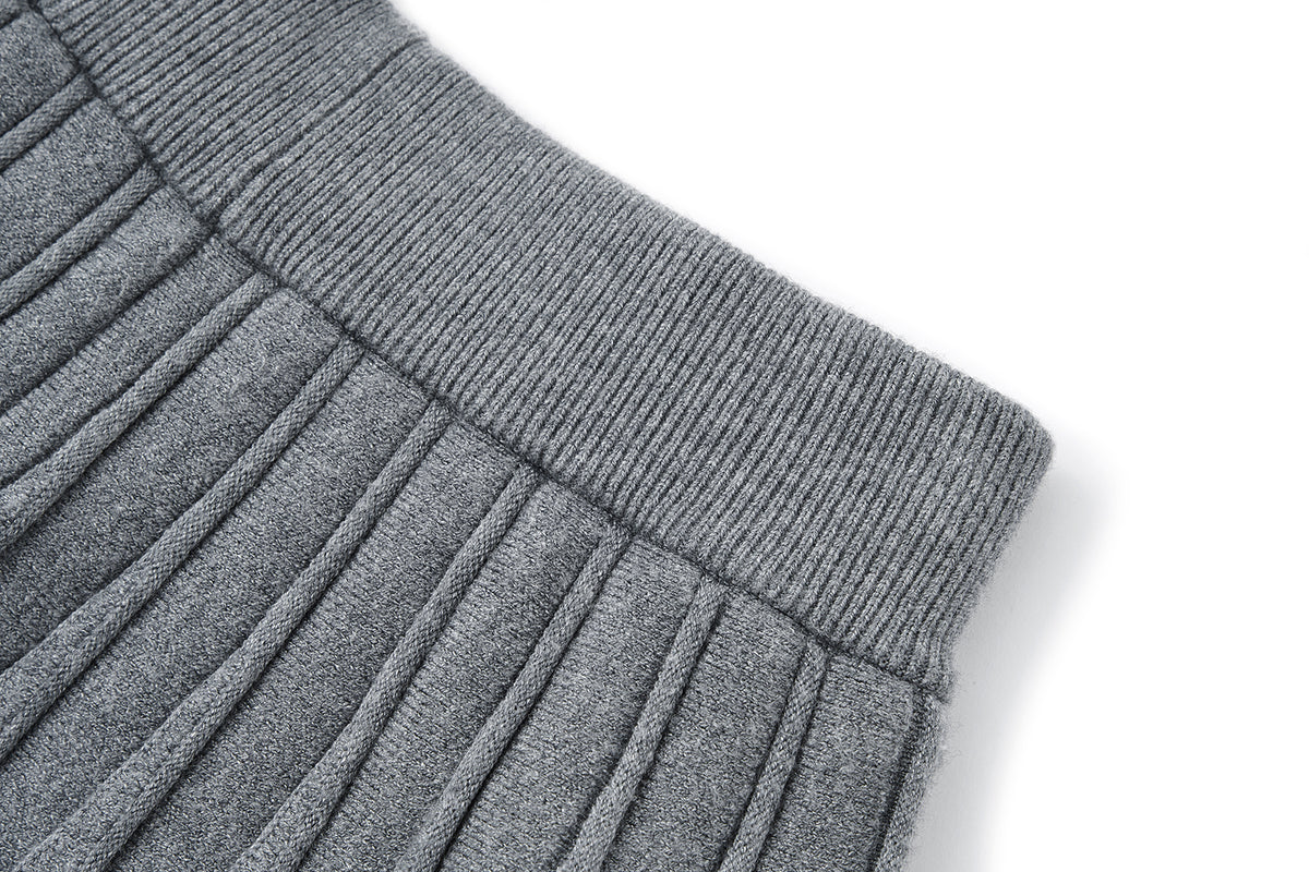 13DE MARZO Mini Bear Knit Pleated Dress Grey