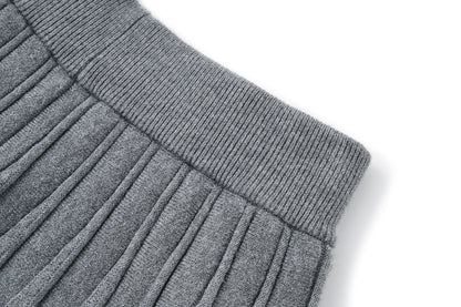 13DE MARZO Mini Bear Knit Pleated Dress Grey
