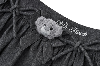 13DE MARZO Mini Bear Bow Blazer Skirt Grey