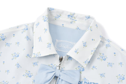 13DE MARZO Reversible Floral Print Jacket Blue